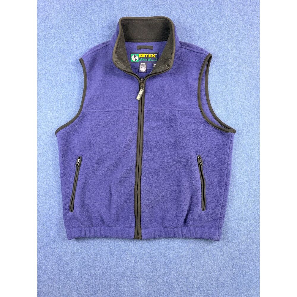 Vintage Eddie Bauer EBTEK Men’s M Purple Fleece Full Zip Vest 90s Outdoor
